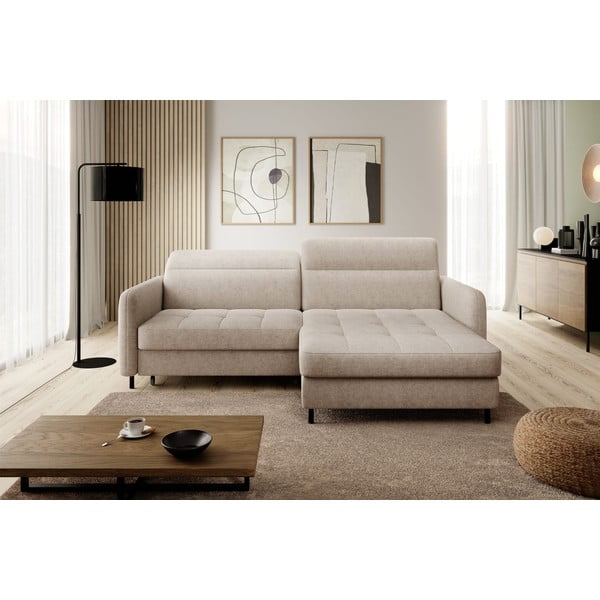 Beež žinüülkangast lahtikäiv/sahtliga nurgadiivan (parem nurk/lamamisosaga) Gomsi – ELTAP-image-1