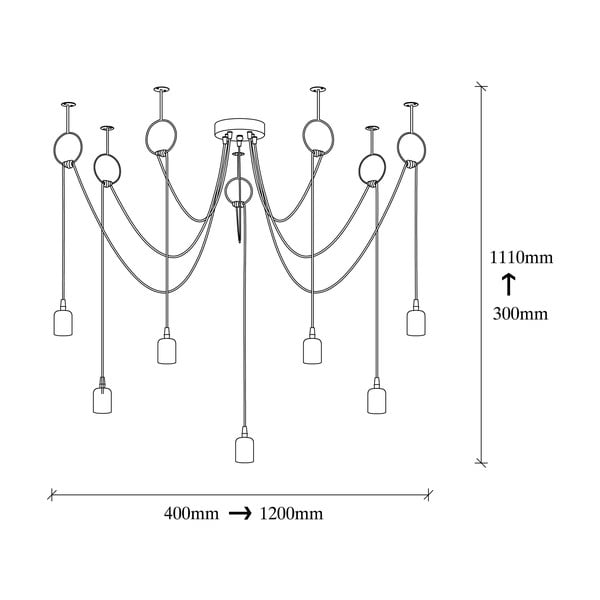 Must rippvalgusti 7 pirnile Sirin - Opviq lights-image-3