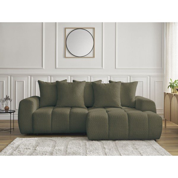 Khaki värvi bukleekangast panipaigaga nurgadiivanvoodi (parem nurk) Roxelane - Bobochic Paris-image-1