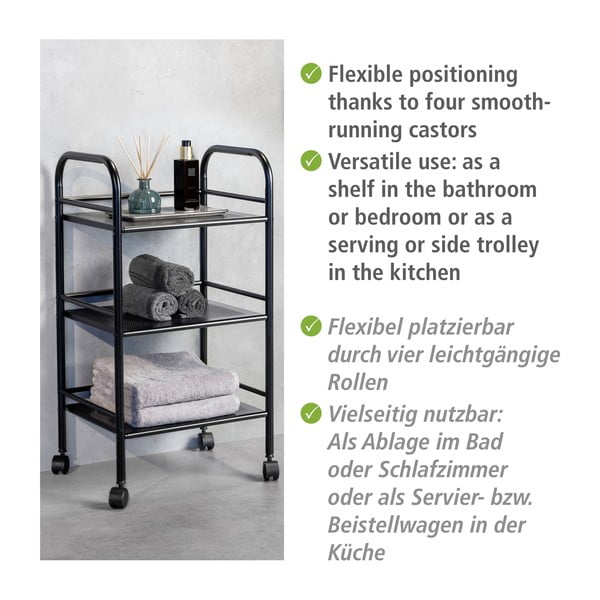 Must metallist ratastega riiul 41x75 cm - Wenko-image-4