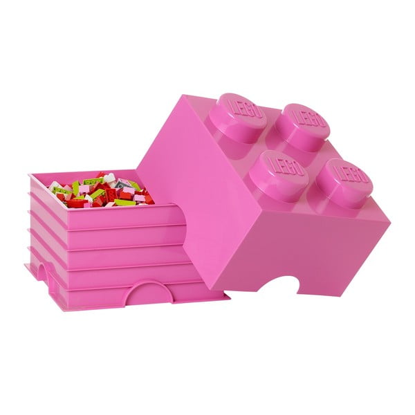 Růžový úložný box čtverec LEGO® Friends